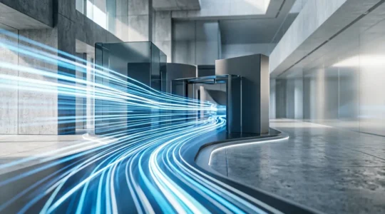 Modern life insurance underwriting process visualization showing digital transformation and speed