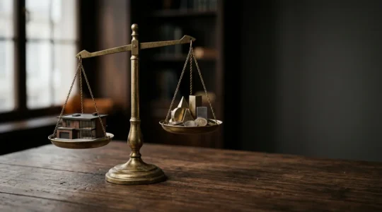 A balanced scale symbolizing the decision between buying and renting property in a high-interest rate environment