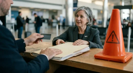 Rental car counter scene highlighting insurance pressure sales tactics