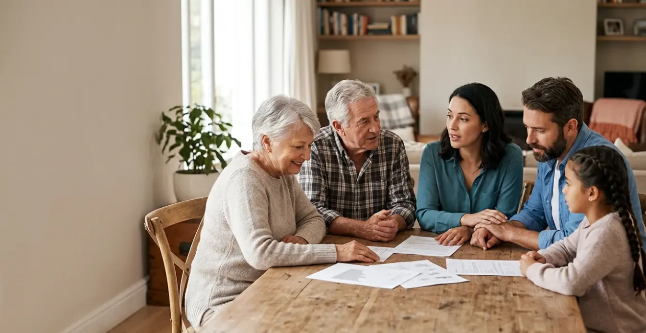 Emotional family moment representing inheritance harmony and legacy planning through deed of variation