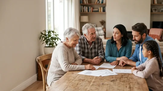 Emotional family moment representing inheritance harmony and legacy planning through deed of variation