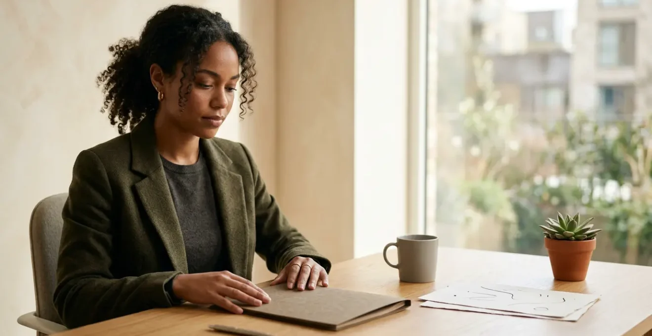 A person reviewing credit documents with focused determination in natural light