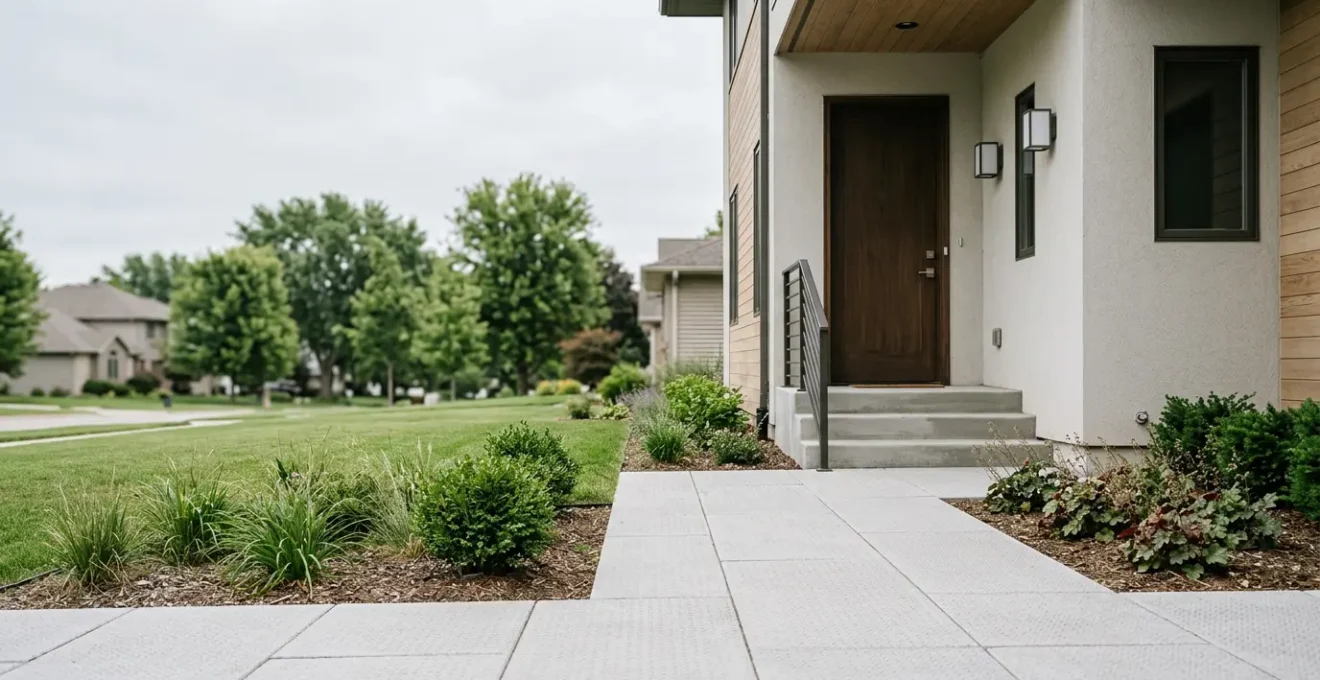 Residential property entrance with safety features illustrating homeowner public liability protection