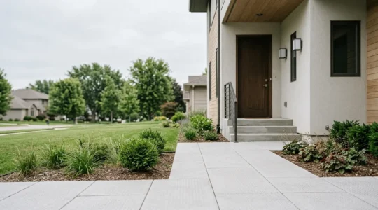 Residential property entrance with safety features illustrating homeowner public liability protection