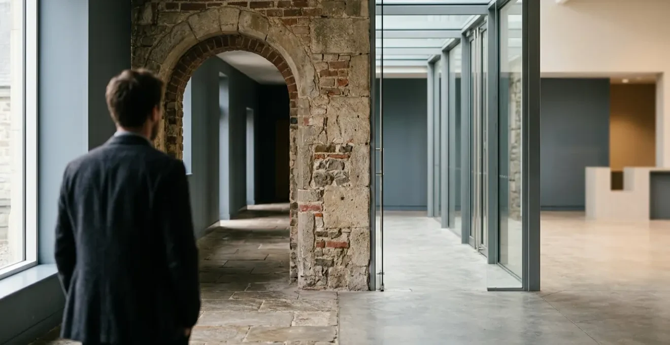 Two contrasting property investment pathways symbolized through architectural elements and natural lighting contrast