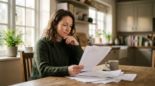 Person contemplating healthcare choices in natural domestic setting