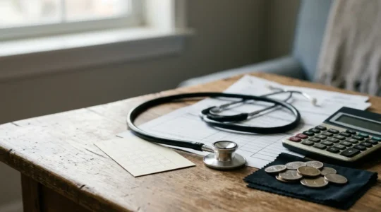 Professional examining medical insurance coverage options for outpatient diagnostics and physiotherapy treatment