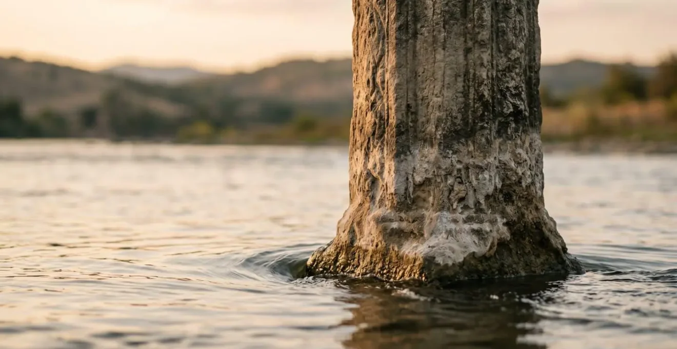 A visual metaphor showing a stone pillar, representing fixed income, being eroded over time by rising water, which represents inflation.