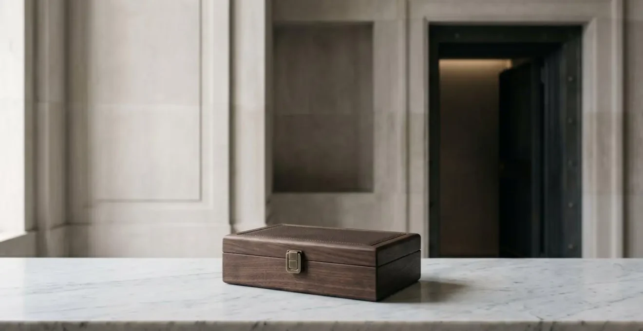 Environmental minimalist photograph depicting the concept of watch collection valuation in sophisticated neutral space with intentional negative space