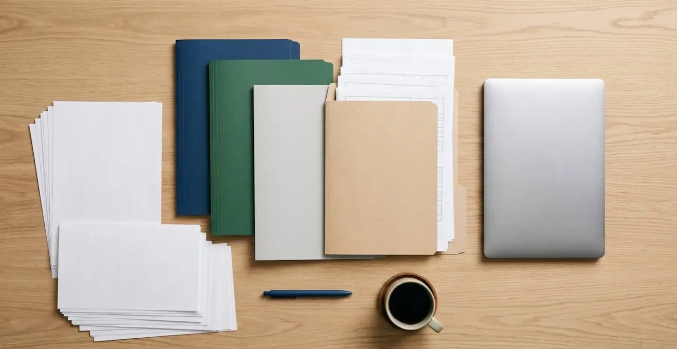 Meticulously organized financial documents arranged on a clean surface showing preparation