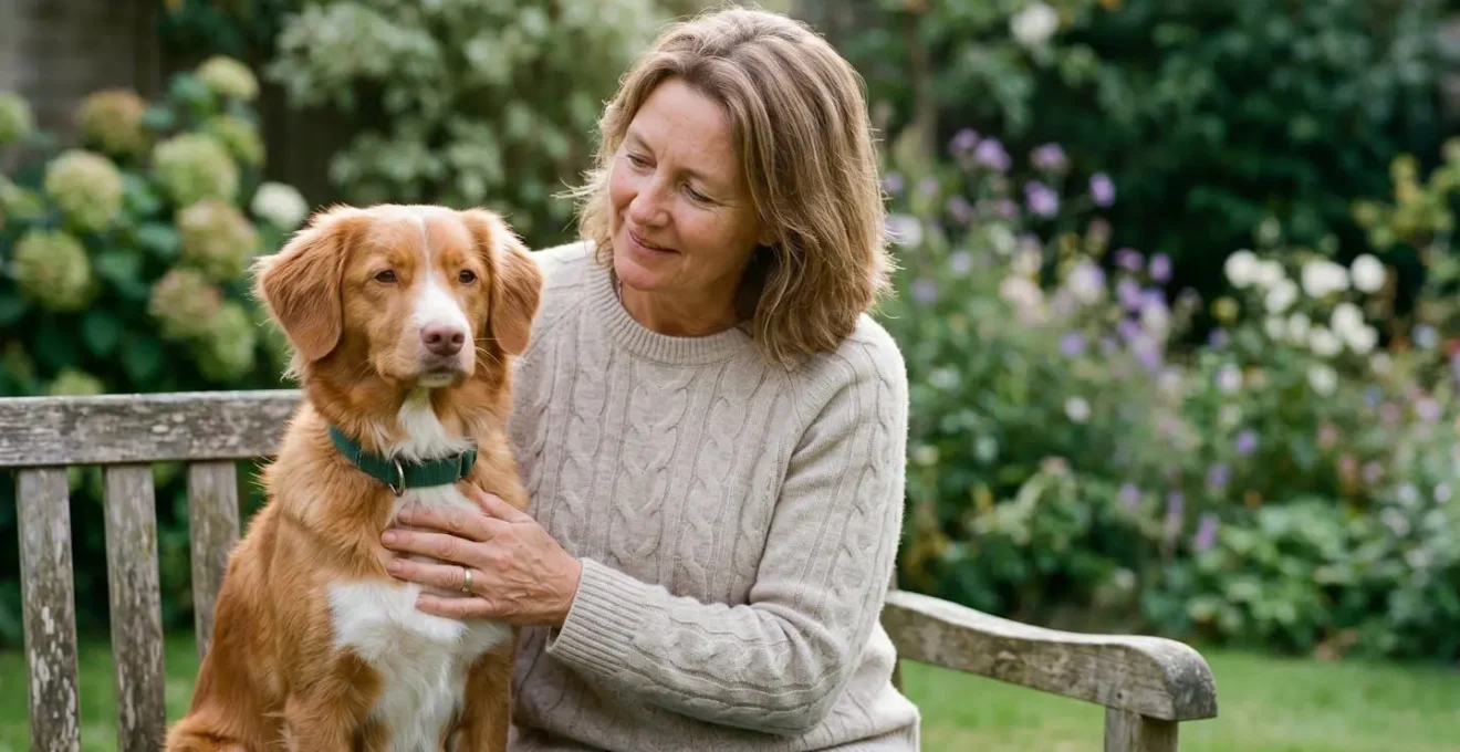 Responsible dog owner with well-trained pet demonstrating proper control and safety measures