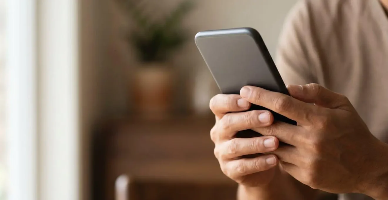 Person holding smartphone with biometric authentication concept for vehicle security app